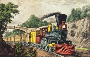特快列车，由Nathaniel Currier（1813-88）和James Merritt Ives（1824-95）出版 作者 美国学校